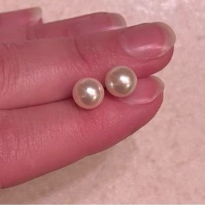 Solid Gold & Pearl Stud Earrings